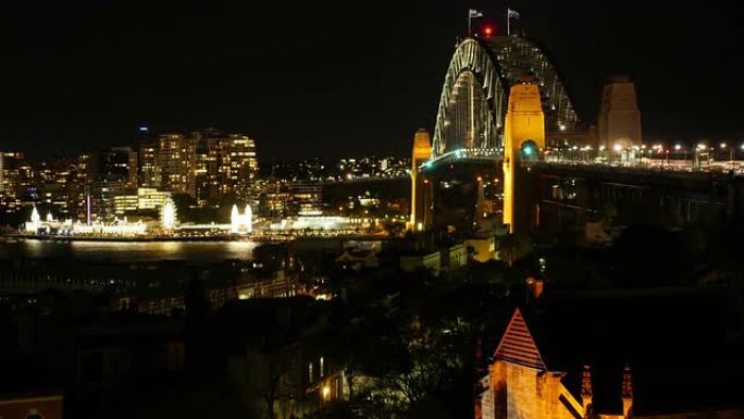 悉尼海港大桥澳大利亚时间流逝之夜4k