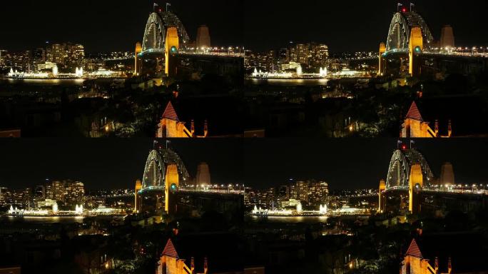 悉尼海港大桥澳大利亚时间流逝之夜4k