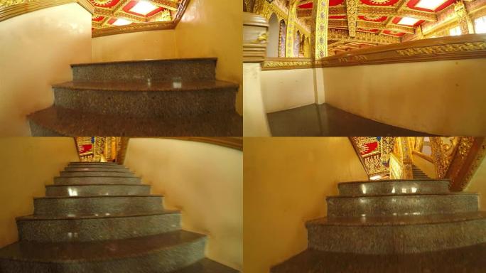 泰国寺庙的旧楼梯