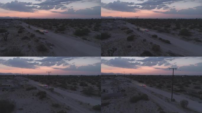 在沙漠里追逐一辆汽车