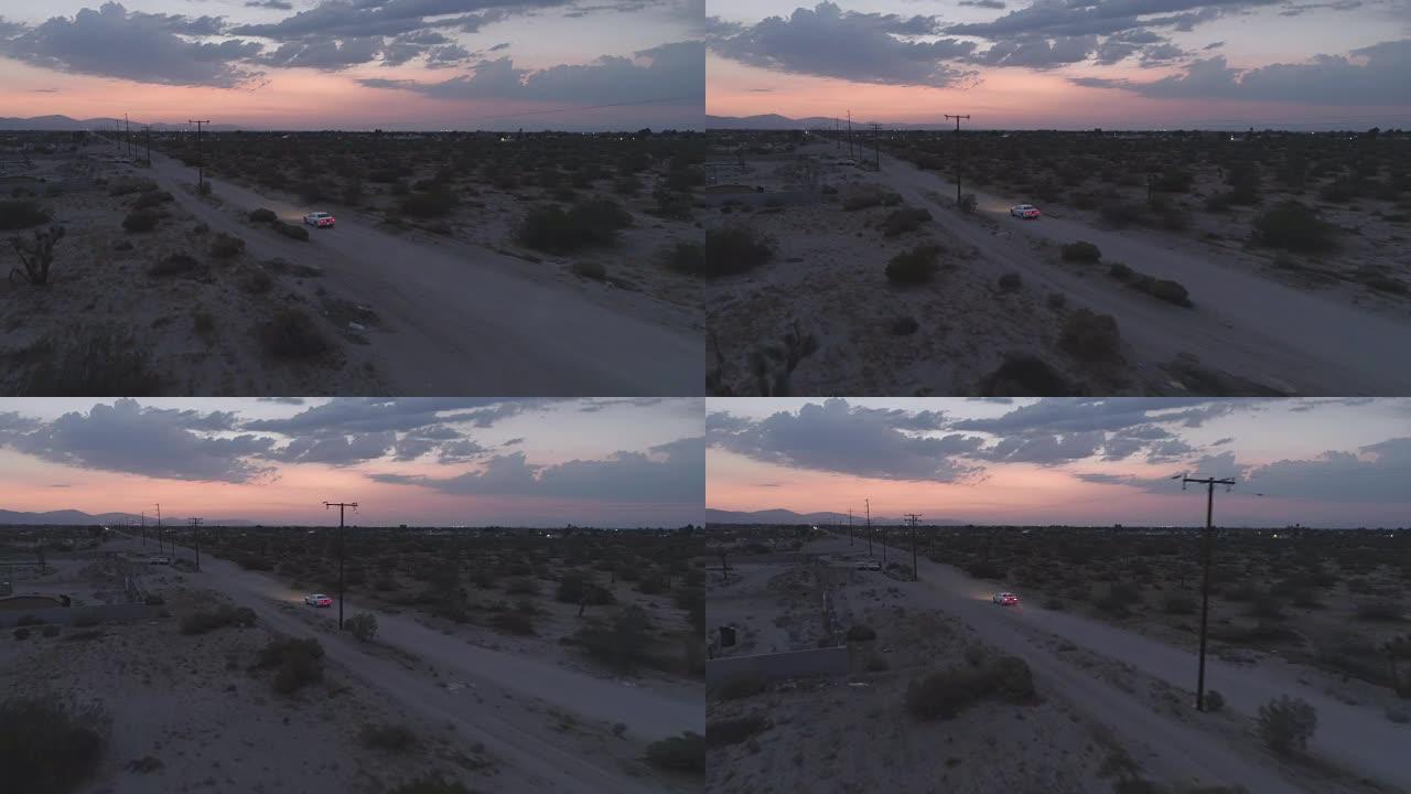 在沙漠里追逐一辆汽车