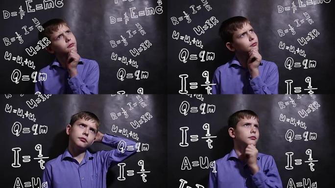 青少年男孩认为公式物理科学科学家天才