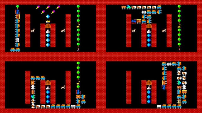 火车拼图，复古风格低分辨率像素化游戏图形动画，10级