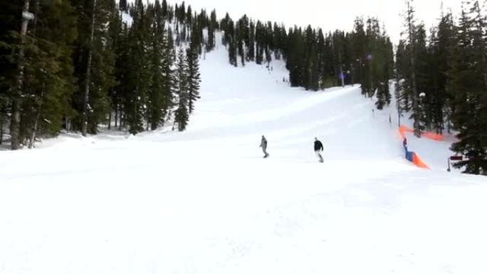 滑雪板朝摄像机前进