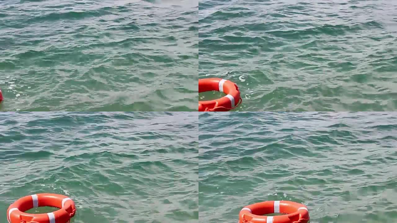 一个安全的浮标被扔进水里