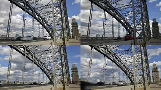 圣彼得堡的延时摄影布尔什霍金斯基大桥