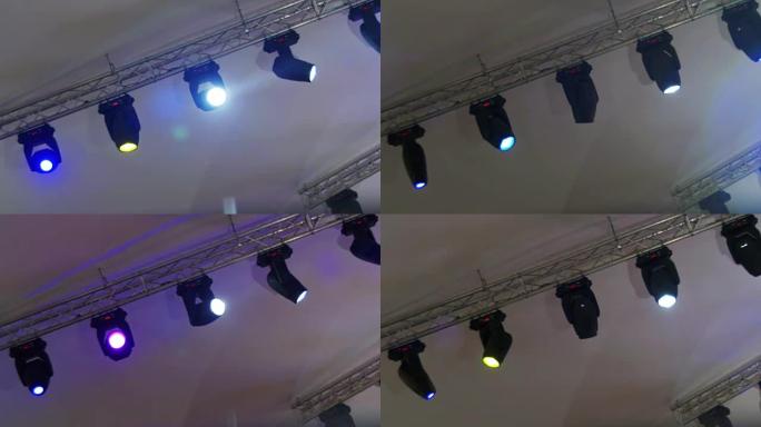 音乐会的专业照明设备，舞台上的灯光，照明设备