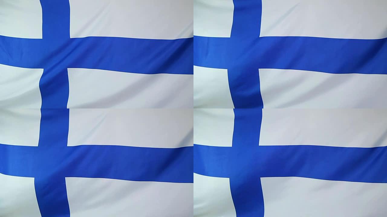 芬兰国旗在风中开始移动