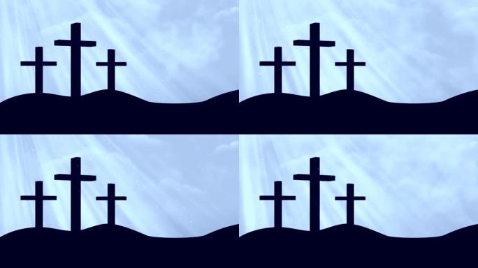 十字架-崇拜蓝色可循环背景