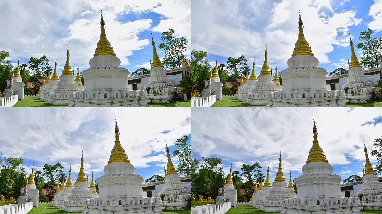 泰国北部Wat Jeadeesow Lampang与蓝天的延时。