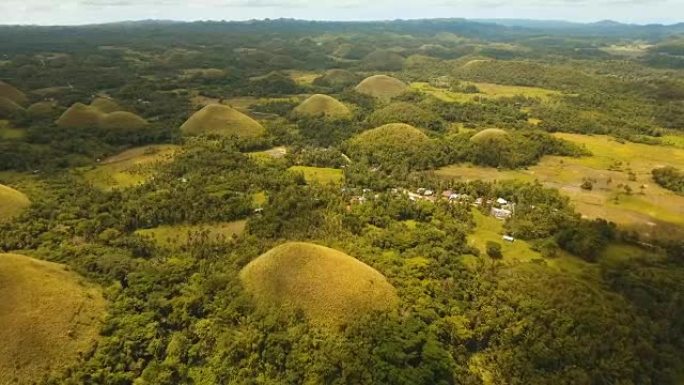 菲律宾薄荷岛的巧克力山，鸟瞰图