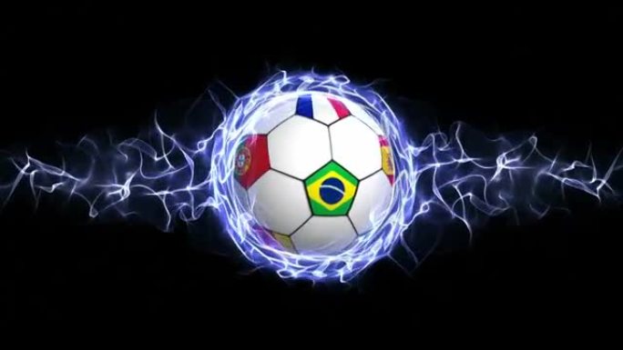 世界旗帜足球蓝色抽象粒子环，循环