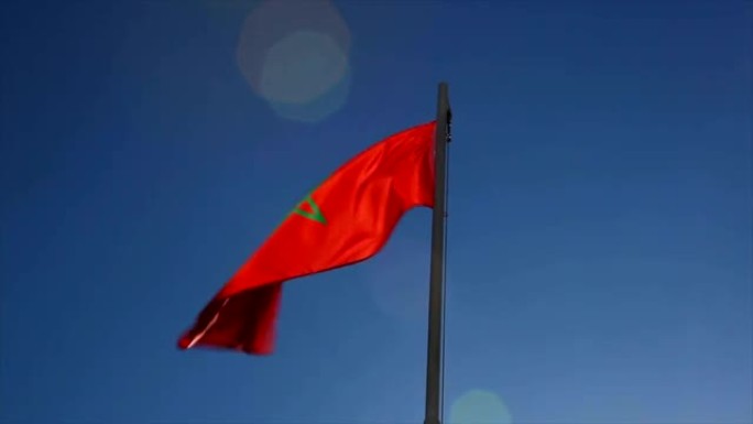 旗杆上的摩洛哥国旗
