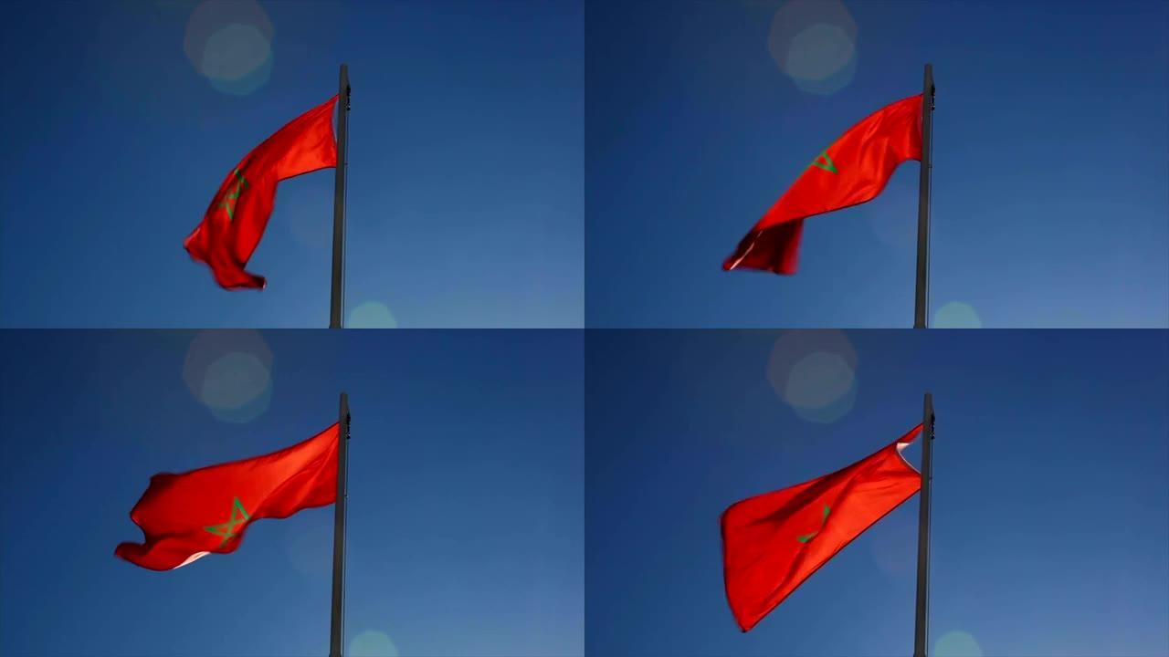 旗杆上的摩洛哥国旗