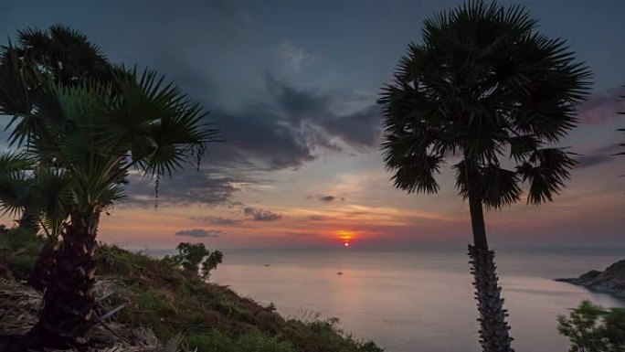 泰国普吉岛观景台日落全景4k延时