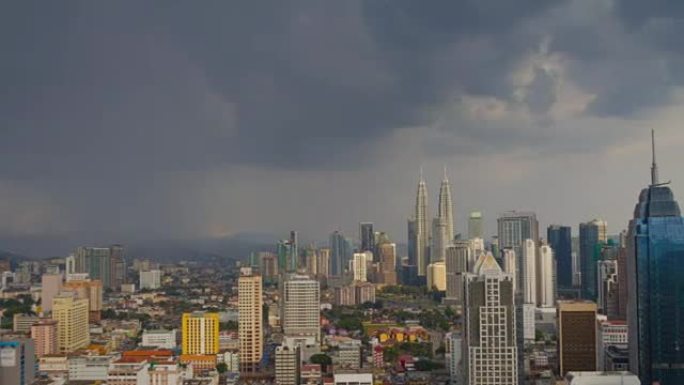 从俯瞰吉隆坡城市景观的高处旋转延时