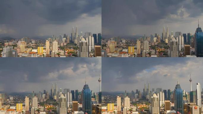 从俯瞰吉隆坡城市景观的高处旋转延时