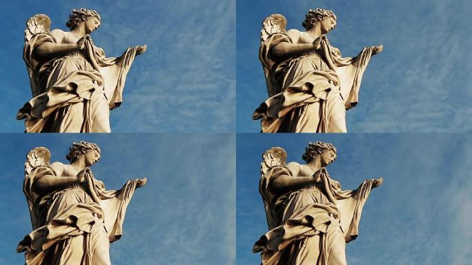 梵蒂冈城附近的天使雕像延时: 罗马，圣彼得大教堂