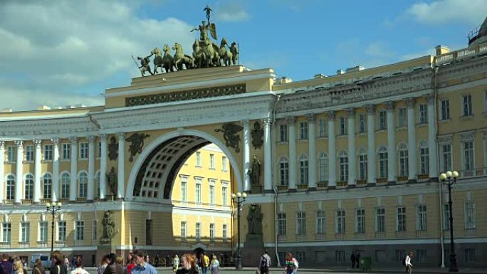 总参谋部的拱门。宫殿广场。圣彼得堡。4K。