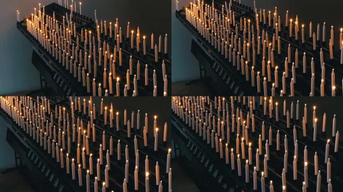 基督教教堂点燃了许多蜡烛