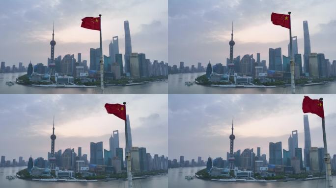 上海外滩钟楼和浦东陆家嘴城市天际线地标