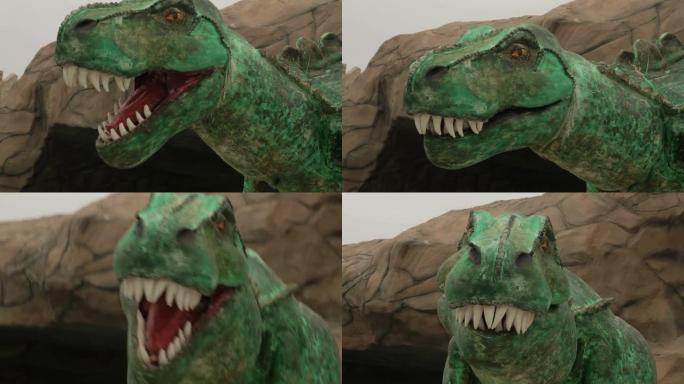 大型玩具恐龙的嘴张开