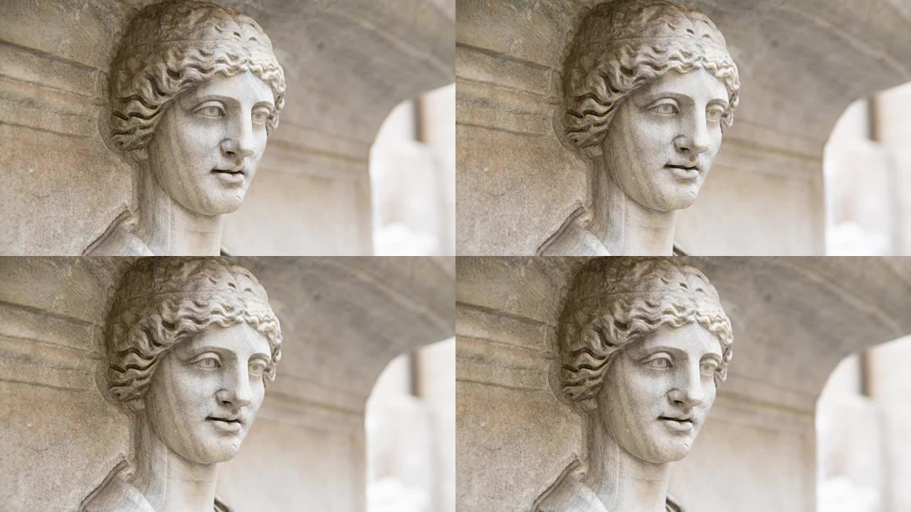 微笑的古罗马雕塑。动画图像