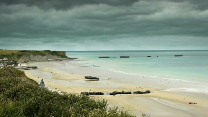 法国Arromanches的诺曼底登陆海滩