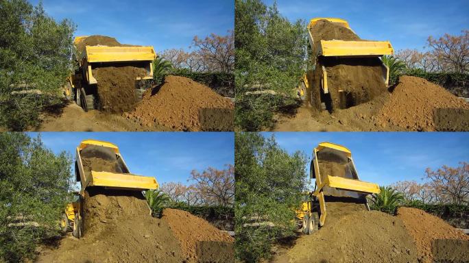卡车倾倒沙子