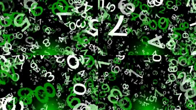 抽象，绿色的飞行数字