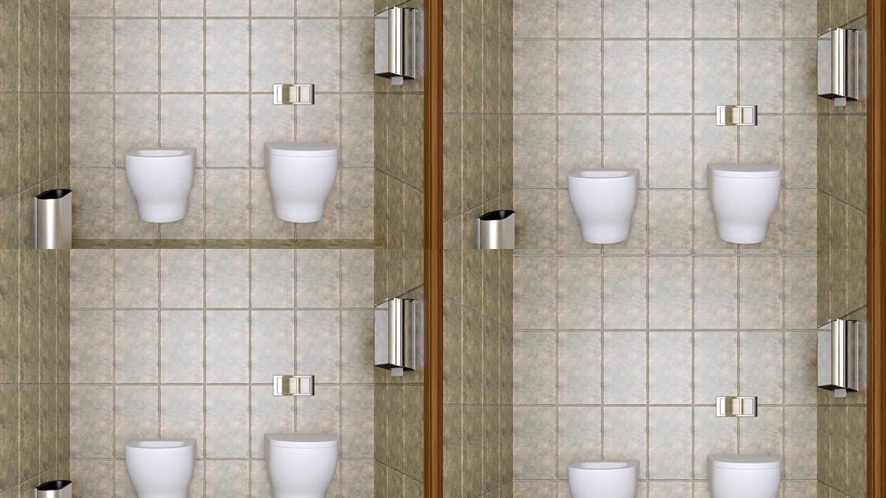 4k。现代浴室的帕诺内部