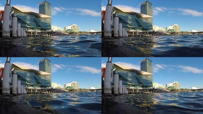 慢动作视频: 达令港的沿岸潮流