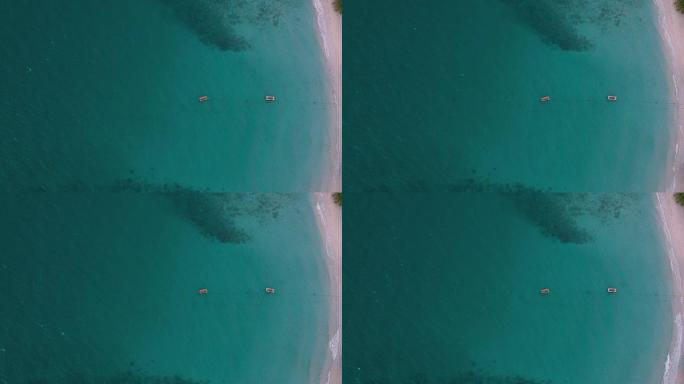 海和海滩的航拍画面