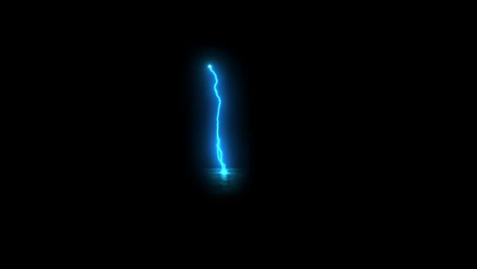 黑色背景上蓝色电闪电的放电