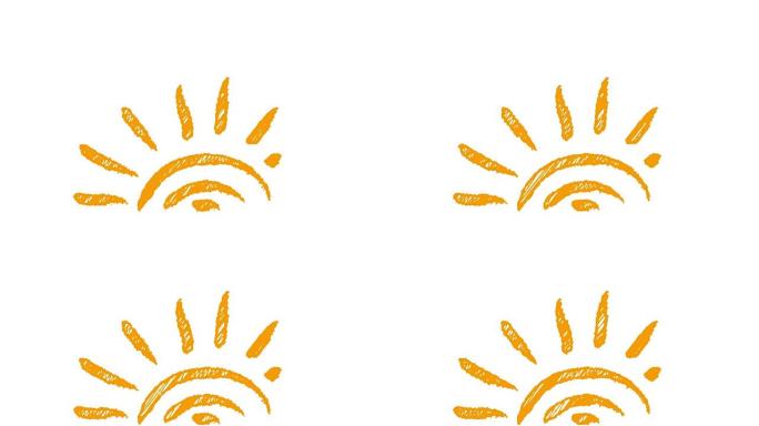 图标太阳是否用粉笔画，手绘动画4K