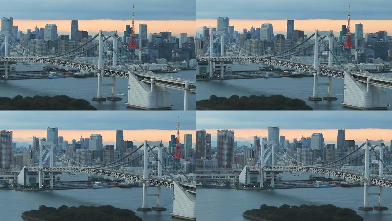 东京湾和彩虹桥平移镜头