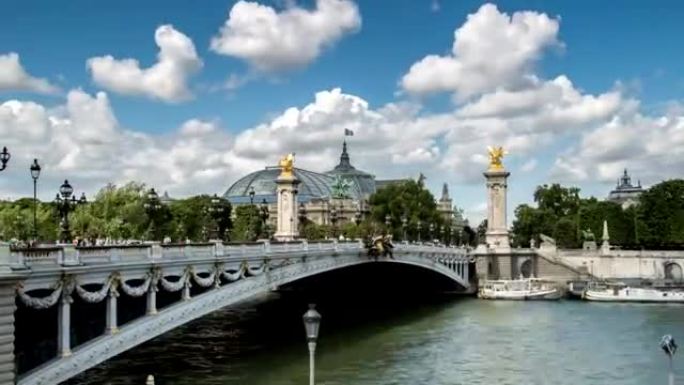 巴黎-亚历山大桥3-大皇宫-塞纳河-法国-时间流逝