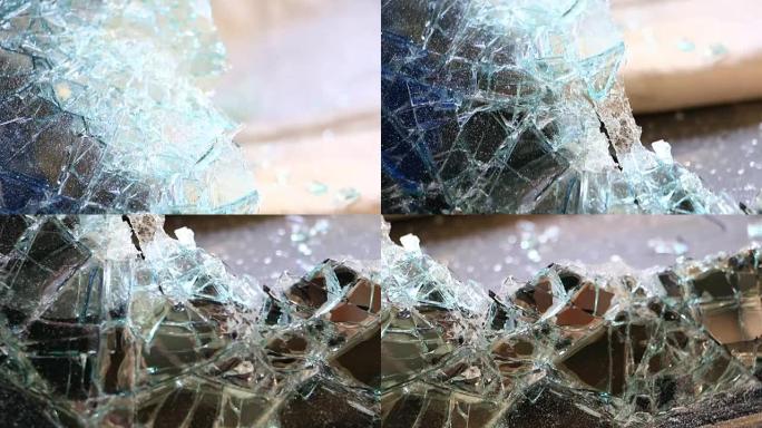 汽车挡风玻璃破损。汽车事故。选择性聚焦