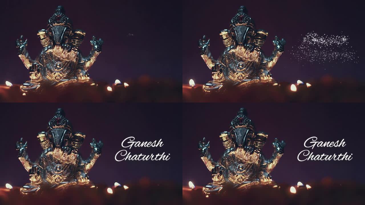 用偶像和动画文字庆祝ganesh chaturthi