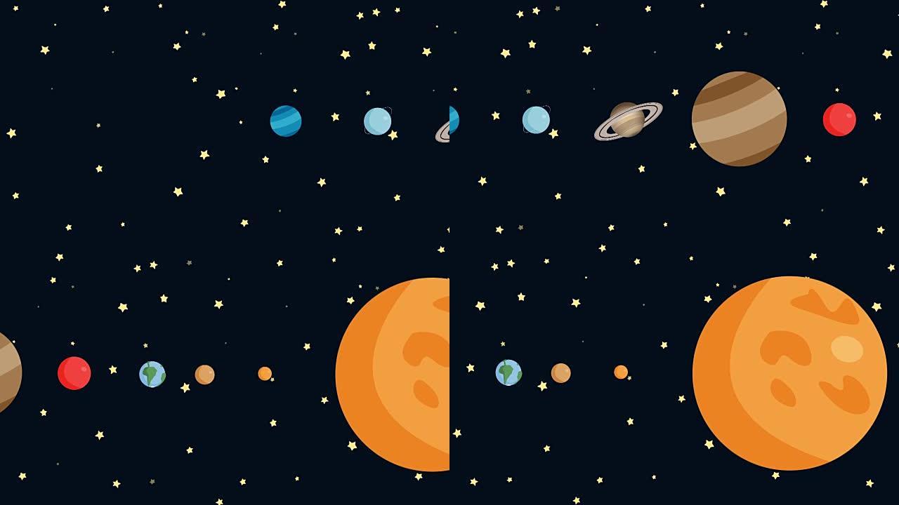 卡通风格的太阳系行星