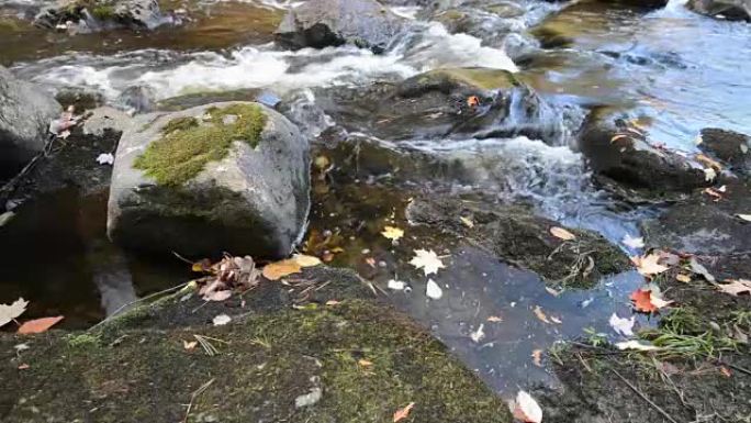 石质河床和银溪的特写视图