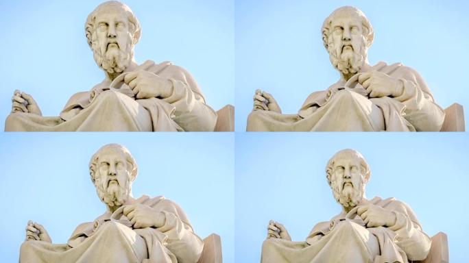 古希腊哲学家柏拉图的特写大理石雕像