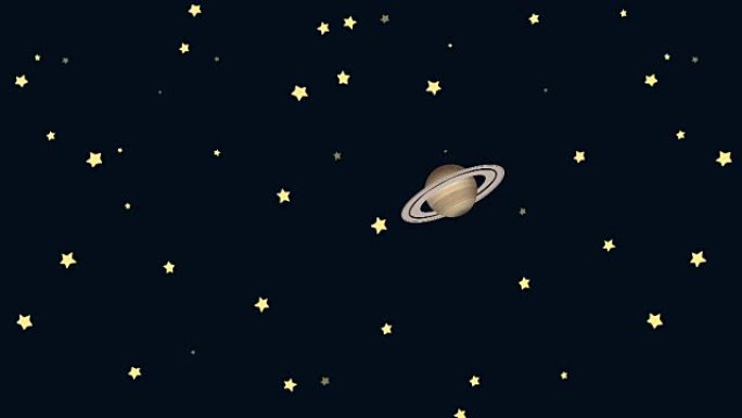 卡通新月和土星在一个繁星点点的夜晚