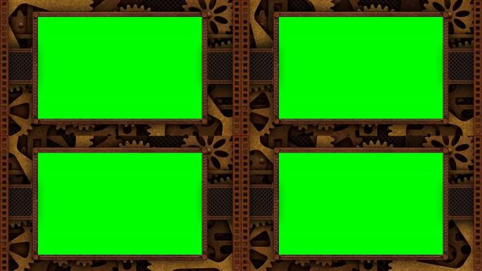 绿色屏幕的蒸汽朋克框架