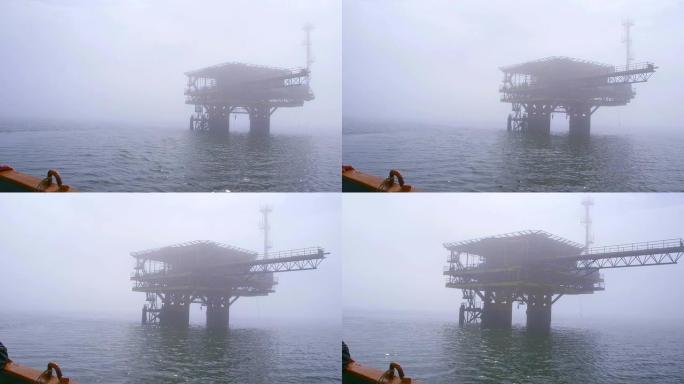 雾蒙蒙的海上自动化制气平台