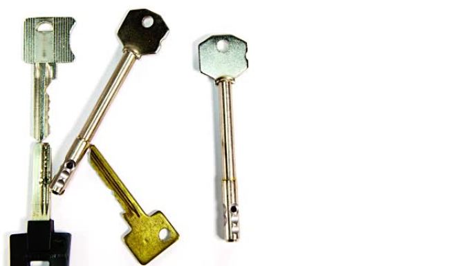 “钥匙” 一词由各种形式的钥匙组成，在白色背景上。时间流逝