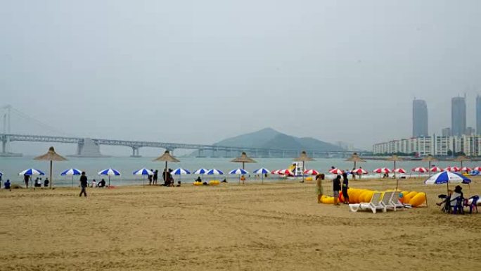 釜山的延时广安海滩