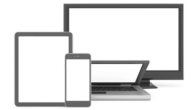 笔记本电脑、智能手机、平板电脑和显示器