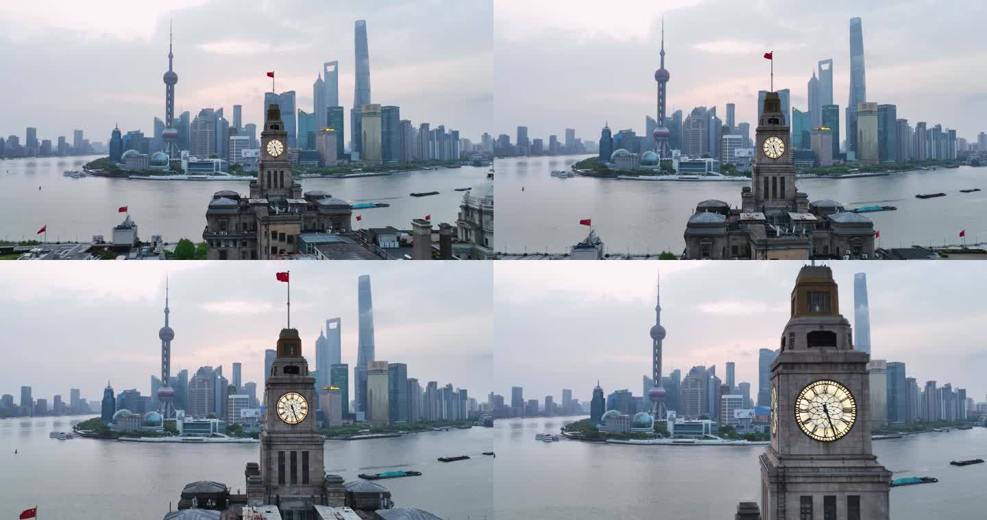 上海浦东陆家嘴城市建筑天际线航拍