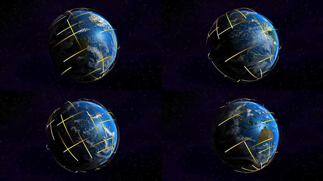 地球行星线循环。地球，短线。